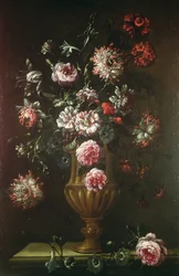 Stilleven van bloemen in een urn, 19e eeuw